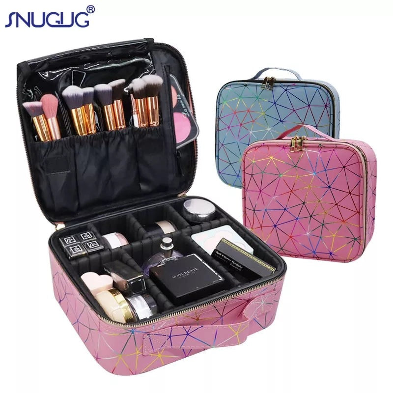 Diamond Pu Travel Cosmetic Bag - Large