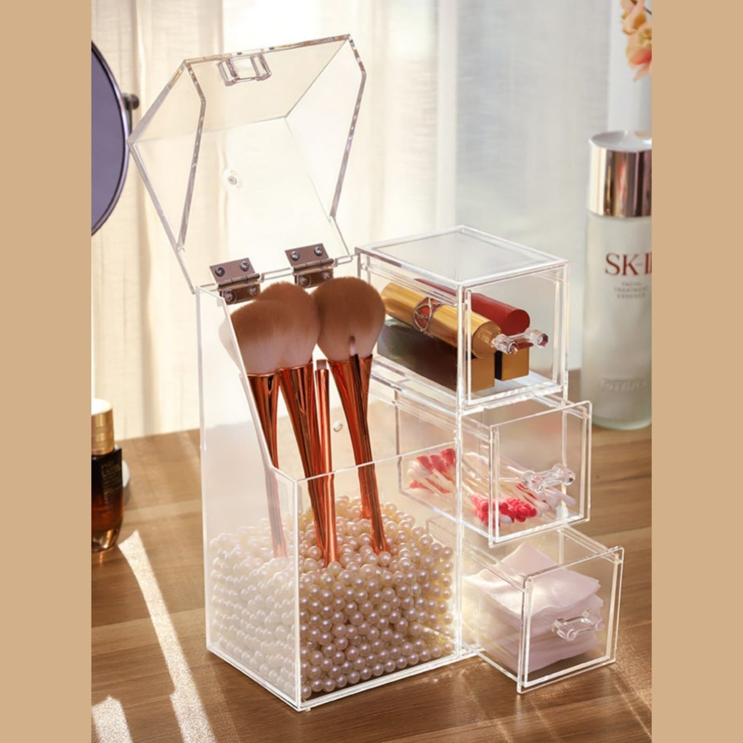 Acrylic Brush Holder With Drawer