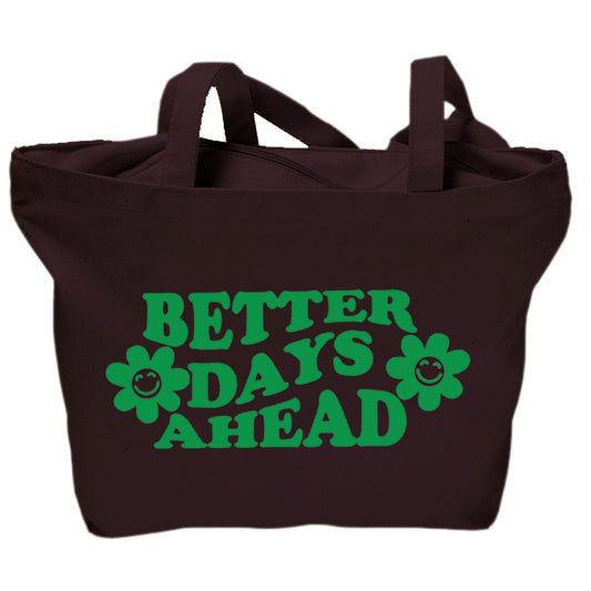 BETTER DAYS AHEAD Printed Canvas Zipper Bags for Girls/Women