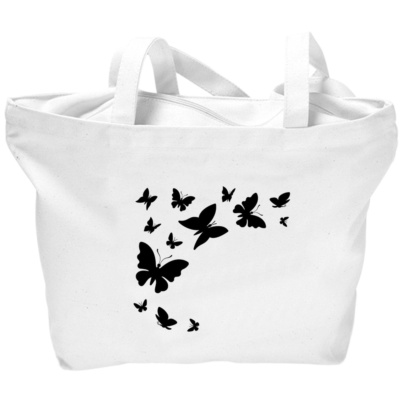 Beautiful Flying Butterflies Printed Canvas Zipper Bags for Girls/Women