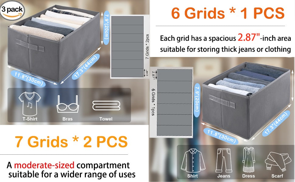 6 Grids Washable Stackable Wardrobe Clothes Organizer