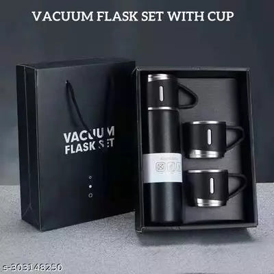 3-in-1 Vacuum Insulated Thermal Flask Set with Matching Cup Set